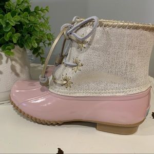 Jack Rodgers | Chole Rain Boots, Short Metallic Gold & Blush